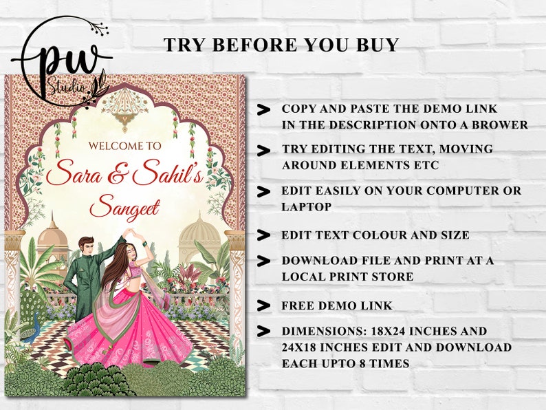 Indian Sangeet Signs Welcome to Sangeet Decor, Sangeet Welcome Sign & Sangeet Poster, Indian Wedding Sign as Indian Wedding Welcome Sign image 4