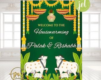 Indian Housewarming Welcome Sign, Telugu Gruhapravesham Poster (Digital File)