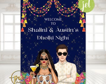 Dholki Night Welcome Sign , Indian Wedding Sign , Mehndi Party Decoration , Custom Printable Digital Template, Printable Digital Template