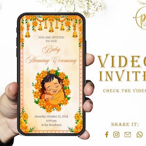 Video per dare il nome al bambino e video per invitare alla cerimonia Mundan, invito ad Annaprasana come invito alla cerimonia del nome, video per invitare alla cerimonia della culla