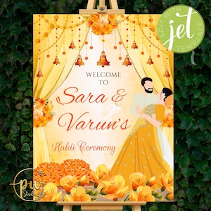 Haldi welcome board & Welcome to Haldi Sign Pithi welcome sign as Haldi decoration, Haldi decor, Welcome to Haldi Signs Wedding Haldi poster
