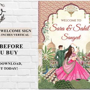 Indian Sangeet Signs Welcome to Sangeet Decor, Sangeet Welcome Sign & Sangeet Poster, Indian Wedding Sign as Indian Wedding Welcome Sign image 3