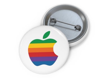 Vintage Retro Apple Rainbow Logo Enamel Pin - Collectible Apple