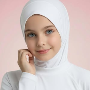 White Sports Hijab: Instant FitWrap Jersey for Kids