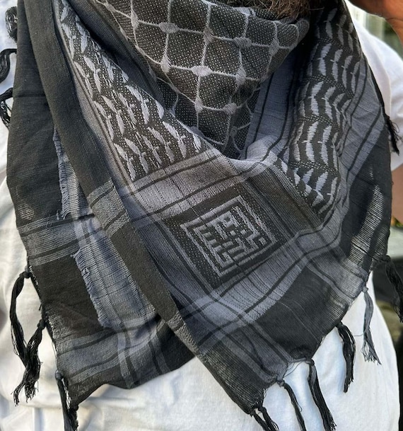Kefiah palestinese con nappe, sciarpa palestinese, kufiya palestinese, kefiah palestinese, kefiah con nappe, shemagh uomo donna - Italia