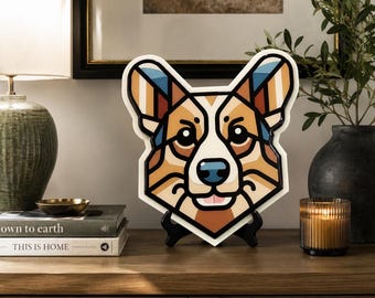 Handmade Wooden Corgi Wall Art: Pop Art Design (Limited Ed 100)