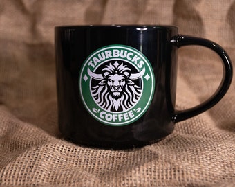 Taurbucks Minotaur 16 oz Ceramic Coffee Mug (parody design)