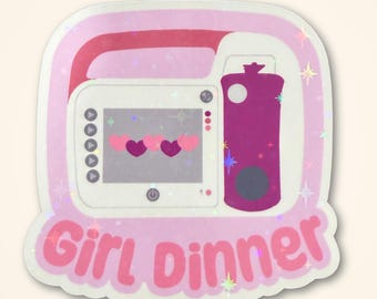 Girl Dinner Omni Feeding Tube Pump Sticker | Holographic Glitter Tubie Decal