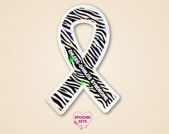 EDS Awareness Sticker | Zebra Ribbon Decal (Ehlers-Danlos Syndrome)