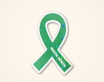 Mental Health Awareness Sticker: Green Ribbon Decal