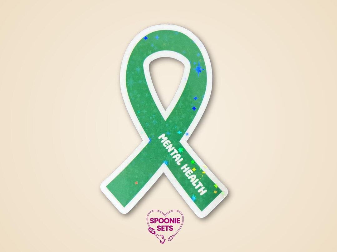 Mental Health Awareness Sticker: Green Ribbon Decal - Etsy