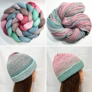 Hand-Dyed Hand-Spun 100% Targhee Wool Reversible Hand-Knit Hat