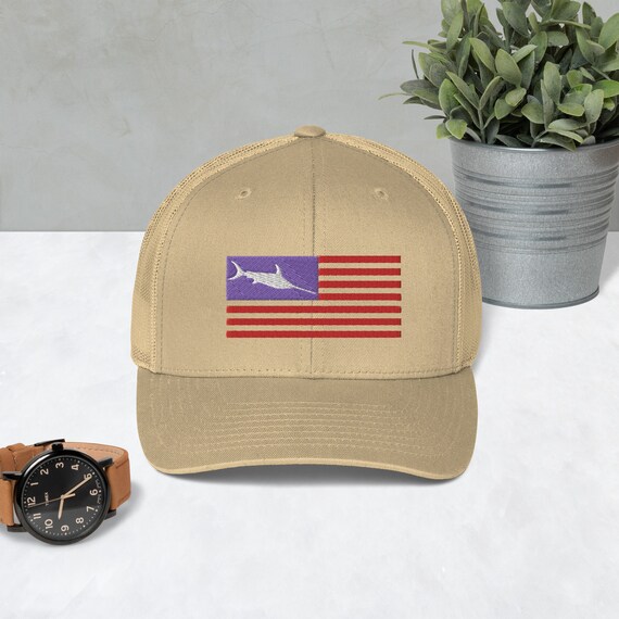 Fishing USA Hat, Embroidered Fisherman Cap, Mesh Trucker Hats, Fishing  Gifts for Men, Gifts for Fishing Enthusiasts, USA Flag Hat, Marlin -  UK