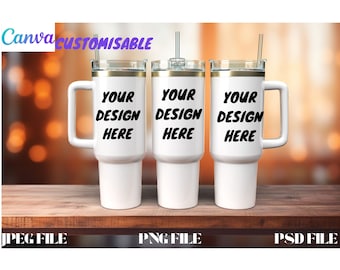 40 Unzen Becher Mockup, Canva Hand Quencher Becher Wrap, Becher Mockup 40 Unzen