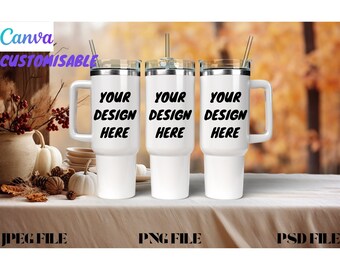 40 Unzen Becher Wrap Mockup, Becher Sublimation Vorlage, anpassbare Drag And Drop Becher Mockup 40 Unzen