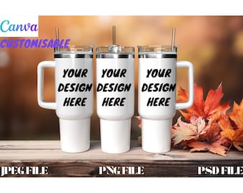 40 Unzen Canva Becher Mockup, Canva Quencher Wrap-Around Mock Up JPEG und PNG, anpassbare 40 Unzen Quencher Mockup