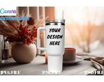 40 Unzen Becher Voll Wrap Mockup Vorlage, Canva Becher Mockup, Anpassbare Canva Drag And Drop Becher Mockup 40 Unzen