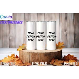 20Oz Natural Tumbler Mockups Customizable , Canva Tumbler Template Drag and Drop , Tumbler Canva Mockup 20oz