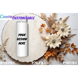20Oz Fall Skinny Tumbler Mockups With Beautiful Background  , Canva Tumbler Template Drag and Drop , Tumbler Canva Mockup 20oz