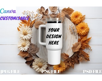 40 oz Becher Mockup, Canva Hand Quencher Becher Wrap, schönes anpassbares Becher Mockup 40oz