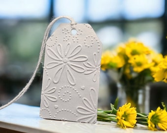 Embossed Flower Gift Tags: Handmade Paper Favor Tags