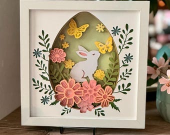 3D Spring Bunny Shadow Box | Easter  Layered Paper Art