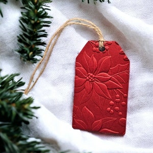 Étiquettes pour cadeaux de Noël, Étiquette poinsettia en relief, Étiquettes-cadeaux pour les fêtes, Étiquettes suspendues préenfilées, Étiquettes pour cadeaux, Étiquettes en papier, Scrapbooking, Journalisation