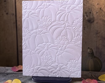 Embossed Pumpkins & Sunflowers Card Panel - A2 Card Front (4.25”x5.5”)
