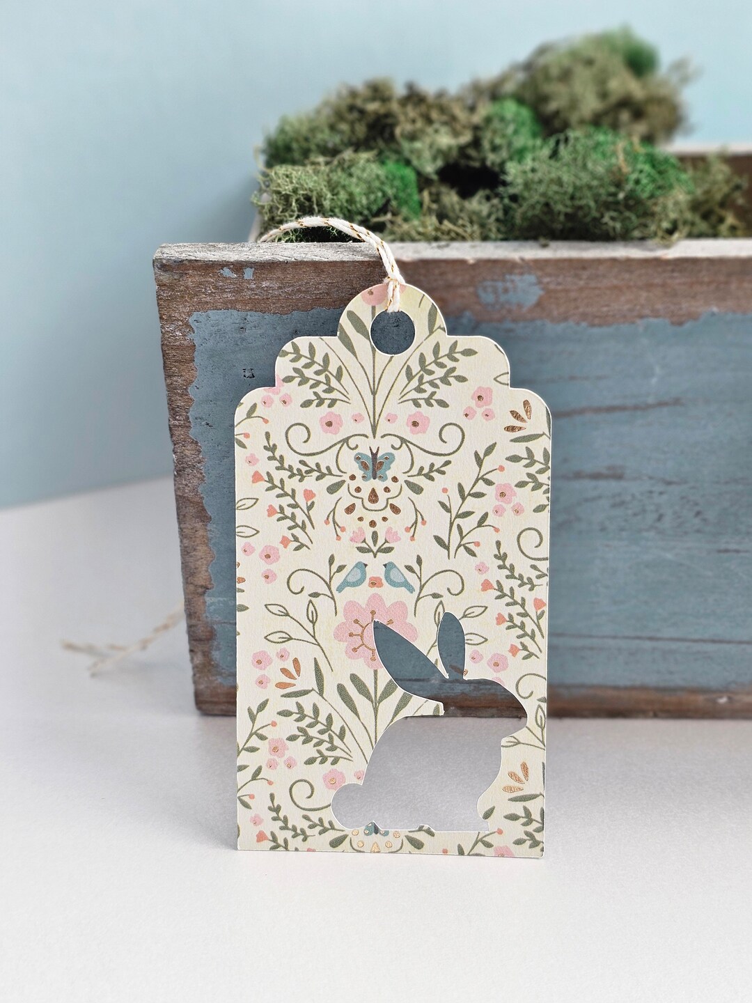 Easter Gift Tag, Spring Tag, Bunny Floral Tag, Cut Out Tag, Easter ...