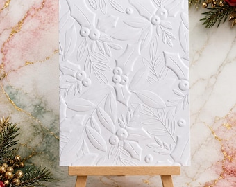 Embossed Holly & Leaf Card Panel - A2 Card Front (4.25”x5.5”)