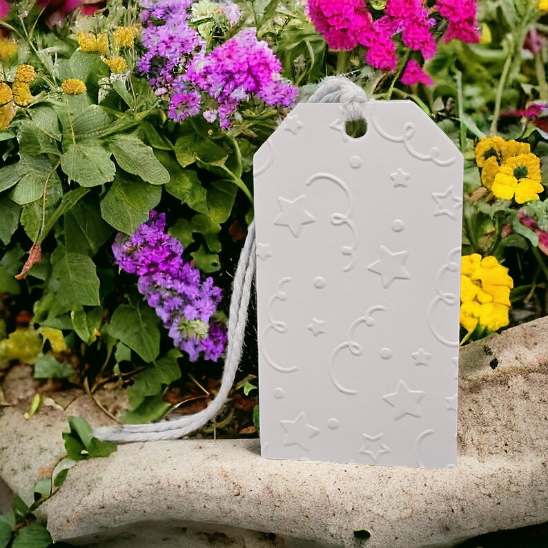 Confetti Embossed Gift Tag, Happy Birthday Gift Tag, Graduation Gift