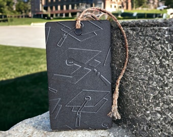 Embossed Graduation Cap Gift Tag: Handmade Cardstock Congrats Tag