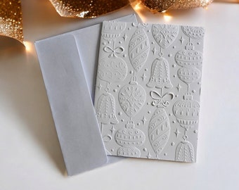 Embossed Christmas Card Set: Vintage Ornaments, Blank A2 Cards