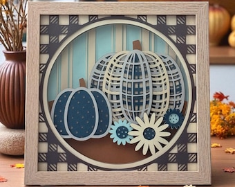 Handmade Fall Pumpkin Shadow Box: Layered Farmhouse Wall Art