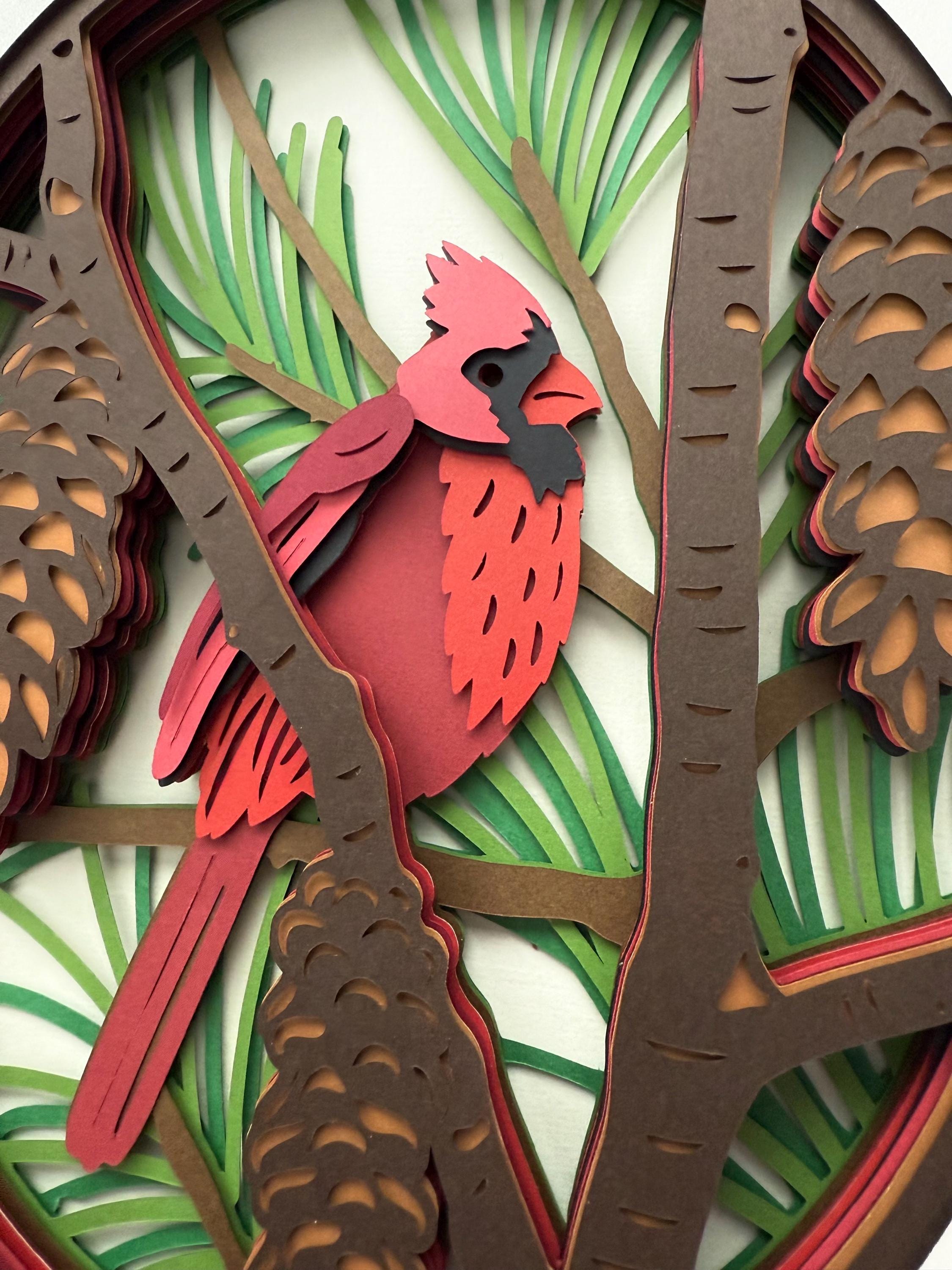3D Winter Cardinal Shadow Box-layered Paper Art-christmas Gift-unique ...