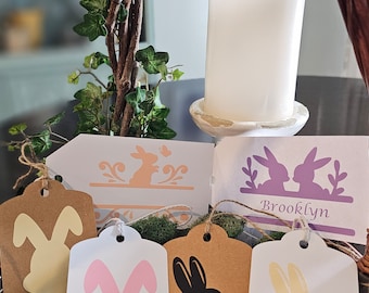 Personalized Easter Basket Tag: Bunny Name Tag, Prestrung
