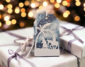 Mary and Joseph Christmas Gift Tag, Nativity Scene, Holiday Party Favor