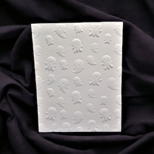 Embossed Halloween Card Front: Ghost Paper Craft (4.25”x5.5”)