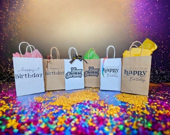 Happy Birthday Gift Bag: Kraft Paper Party Favor Bag with Handles