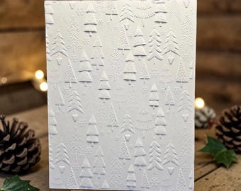 Embossed Christmas Tree Card Panel – Winter Evergreen Background for A2Cards (4.25”x5.5”)