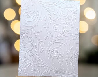 Elegant Embossed Floral Swirl Card Panel –  A2 Card Front (4.25”x5.5”)