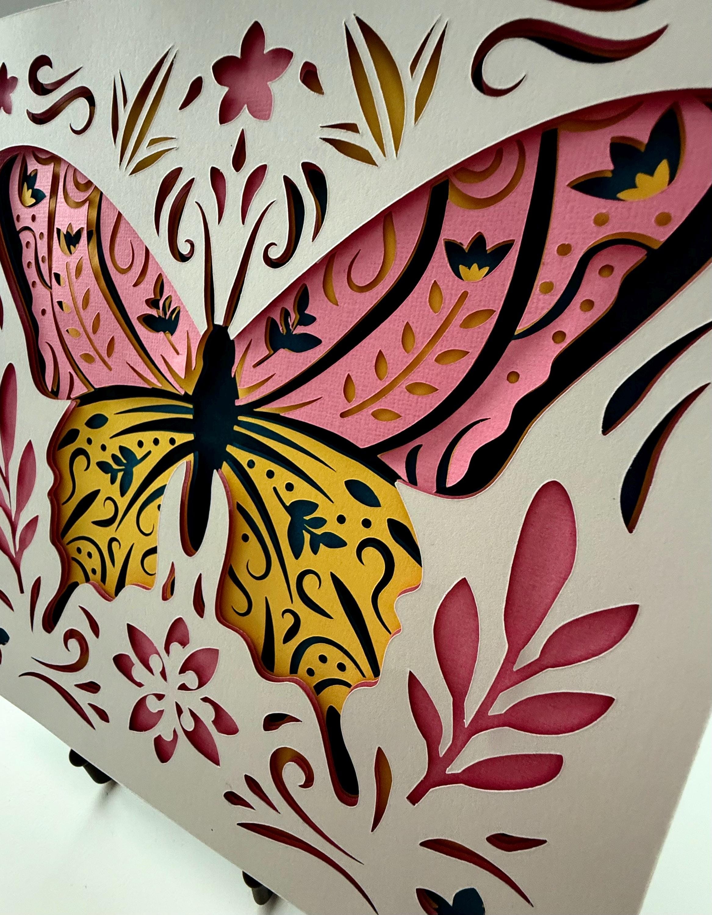3D Butterfly Shadow Box | Layered Paper Butterfly Folk Art - Etsy