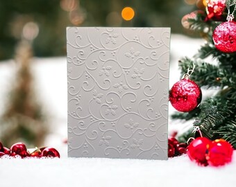 Embossed Holly Christmas Card Panel | Holly Swirl Card Front for A2Cards (4.25”x5.5”)