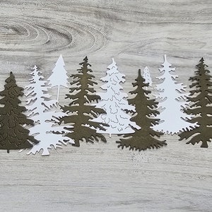 Découpes de sapin, sapin de Noël, fabrication de cartes, devants de cartes d'arbres forestiers, silhouette d'arbre, découpes sans acide, scrapbooking,
