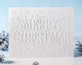 Merry Christmas Embossed Card Panel  - A2 Card Front (4.25”x5.5”)