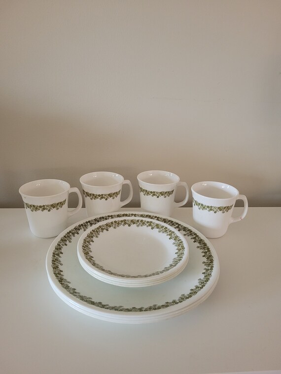Unbreakable Corelle Tableware Set With Green Floral Patterns Etsy