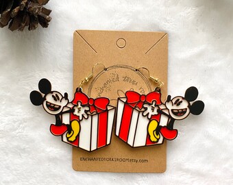 Mickey Mouse Christmas Earrings 3D Printed Present Mickey Christmas Earrings Handmade Xmas Holiday Gift Earrings Mickey Mouse Earrings