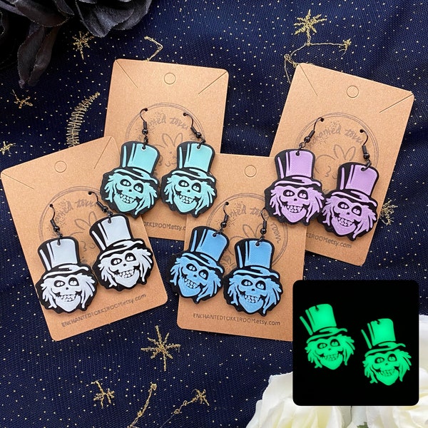 Glow in the Dark Hatbox Ghost Earrings 3D Printed Haunted Mansion Earrings Disney Earrings Disney Halloween Earrings Handmade