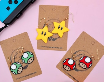 Mario Star Earrings 3D Printed Nintendo Mario Star Earrings Super Mario Bros Earrings Universal Studios Mario Star Power Earrings A8