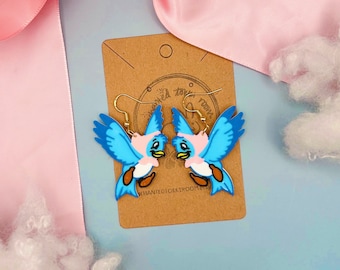 Boucles d'oreilles Cendrillon oiseau bleu imprimées en 3D Boucles d'oreilles Cendrillon oiseau bleu Boucles d'oreilles Cendrillon Boucles d'oreilles princesse Disney Boucles d'oreilles Disney